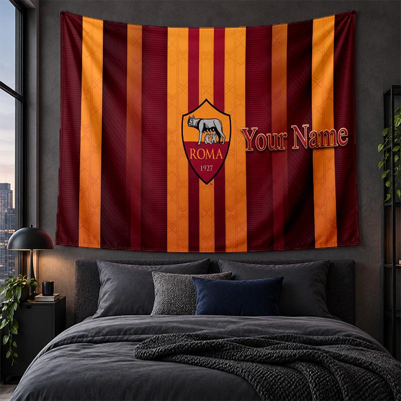 Personalized Tapestry Wall Hanging AS Roma FC Pattern Art Background Cloth