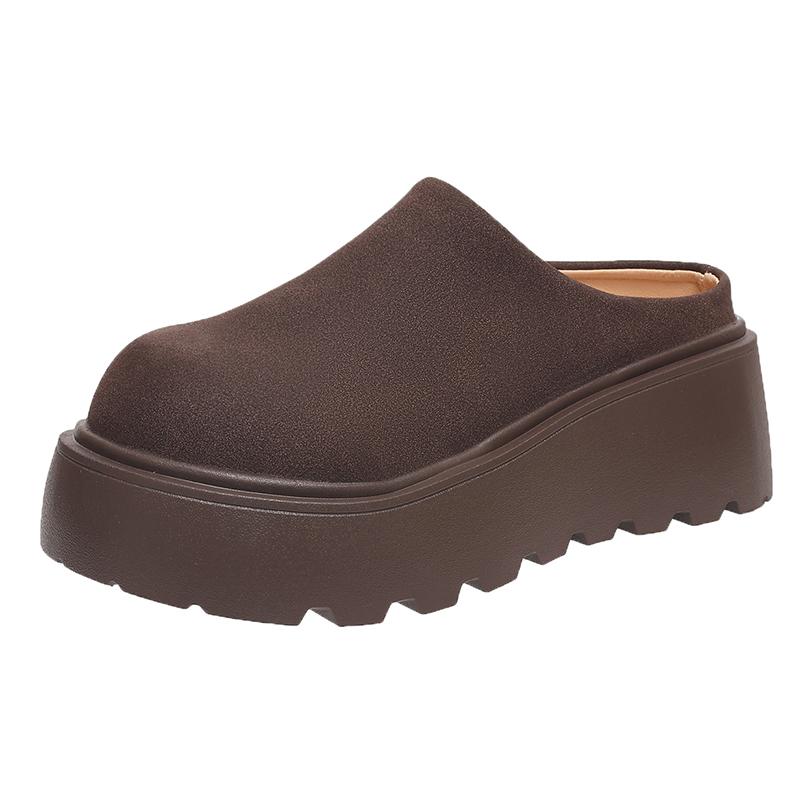 Винтажные женские теплые хлопковые тапочки-мюли на платформе с каблуком, модные закрытые носки, женские удобные ленивые тапочки для отдыха на природе