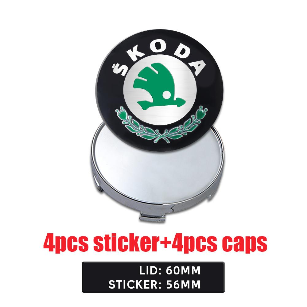 DDWO5 56MM 60MM 65MM 68MM Car Wheel Center Hub Caps Badge Rim Cover Emblem Sticker For Skoda Octavia Rapid Fabia Superb Kodiaq Kamiq S