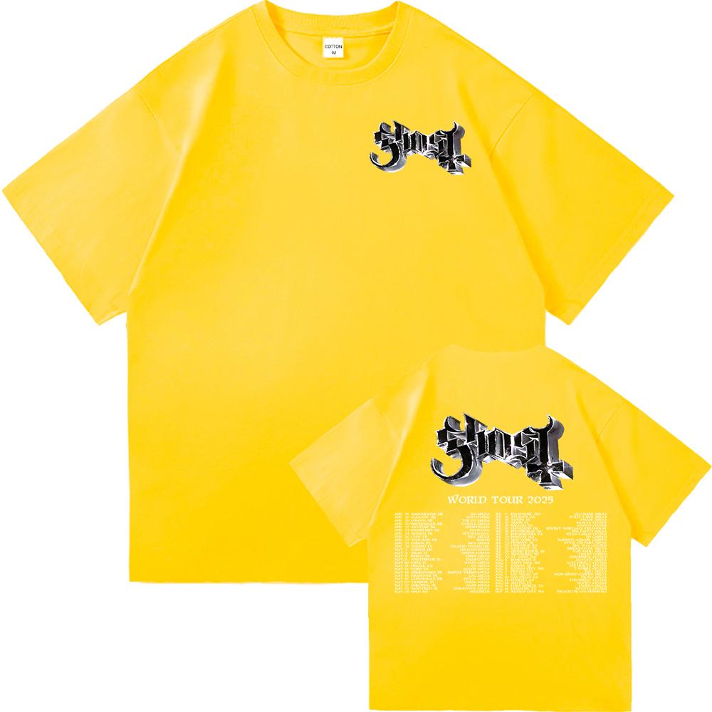 Футболка GHOST SKELETÁ World Tour 2025, модная мужская эстетичная винтажная хип-хоп футболка унисекс, сатанинская повседневная хлопковая футболка.