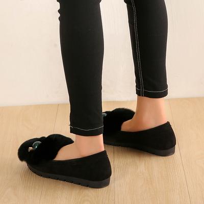 T302025 новая универсальная верхняя одежда туфли на плоской подошве толстоподошвенные с круглым носком замшевые туфли с кроличьим мехом