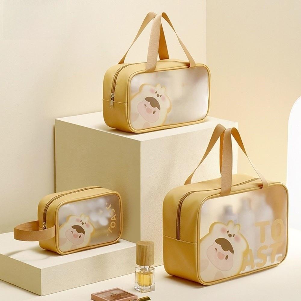 Portable Transparent Wash Bag Frosted Travel Makeup Case Large Capacity Cosmetic Bag Bathing