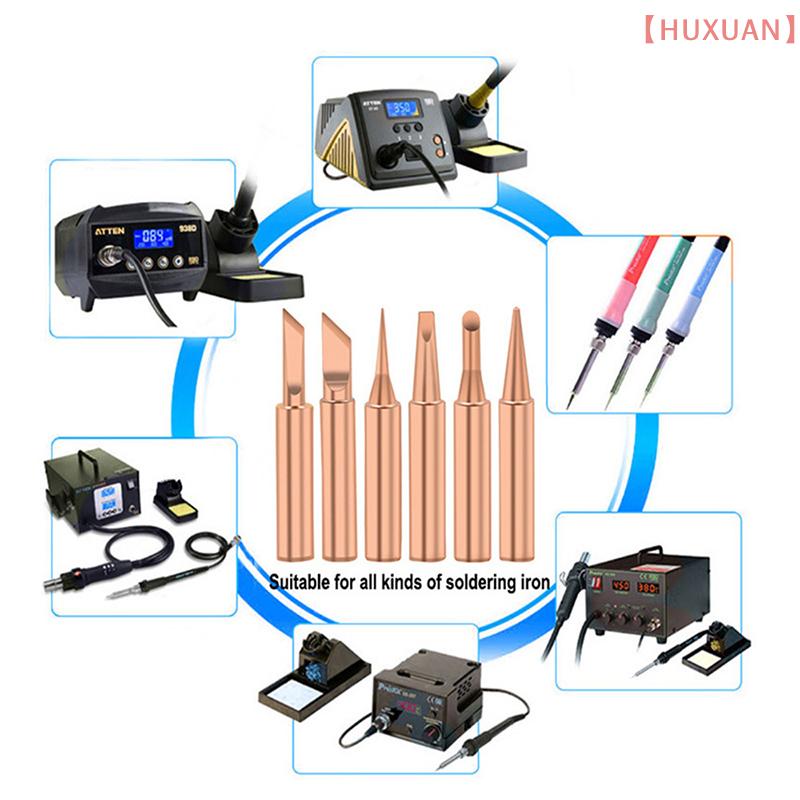 5pcs Silver Solder Iron Tips Set Welding Equipment Accessories Lead-free Pure Copper 900M-T-B For Soldering Station