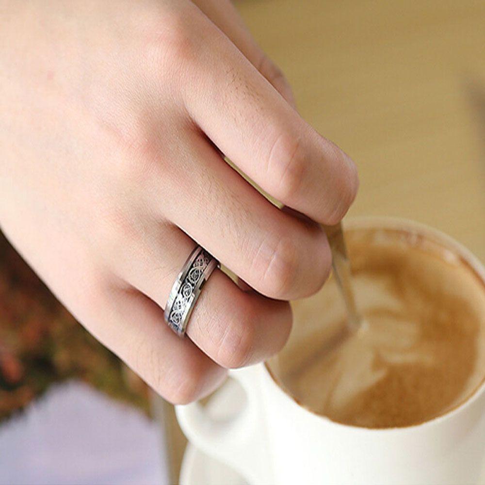 Модные серебристые титановые мужские кольца с драконом, обручальное кольцо из нержавеющей стали