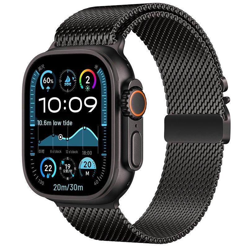 Совместимо с Apple Watch 11: Пряжка-парашют Миланский ремешок из нержавеющей стали, Металлический ремешок Ultra 3