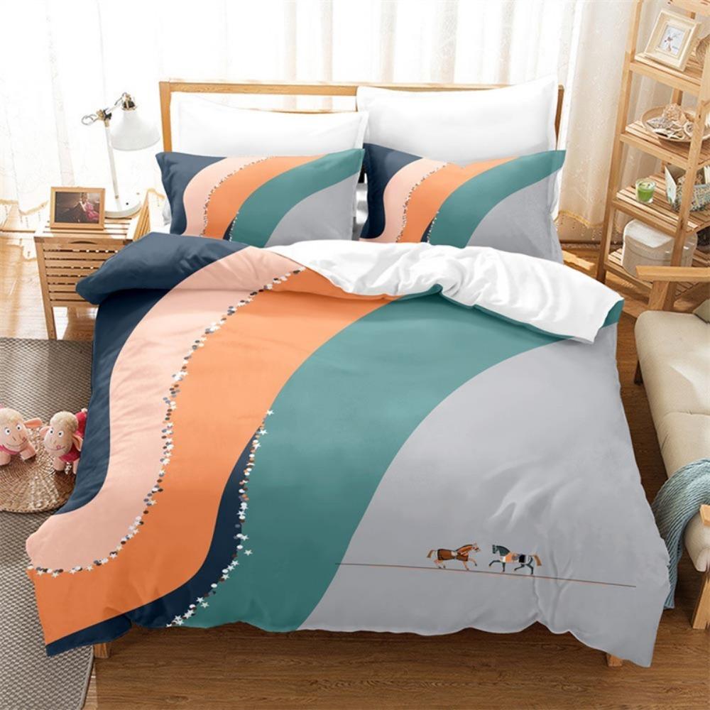 Европейский Ретро Стиль Микрофибра Постельное Белье Комплект Детская Кровать на Молнии Украшение Комнаты Льняная Кровать Пуховое Одеяло 3 Предмета для Подростков Взрослых