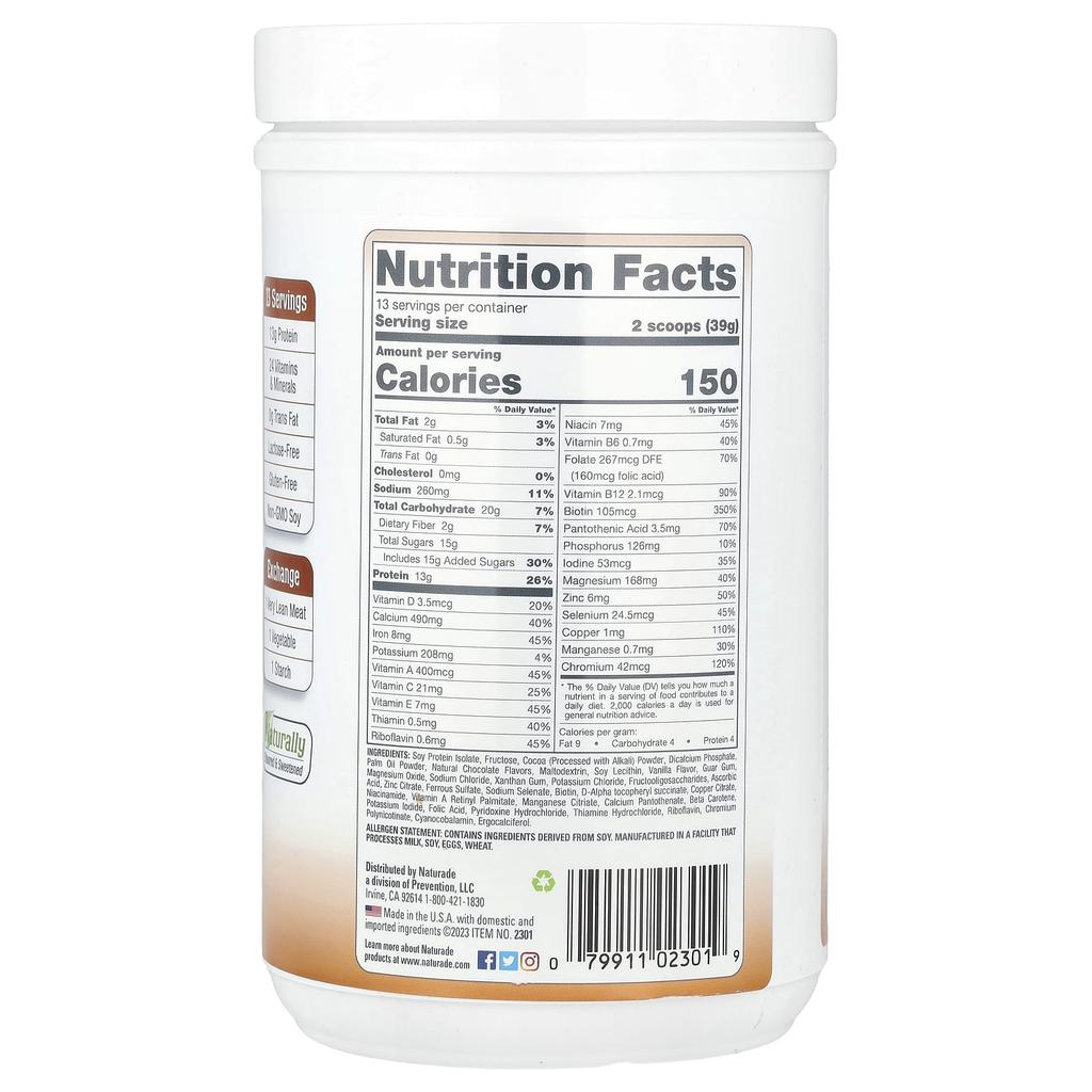 Naturade, Total Soy, Meal Replacement, Bavarian Chocolate, 17.88 oz (507 g)