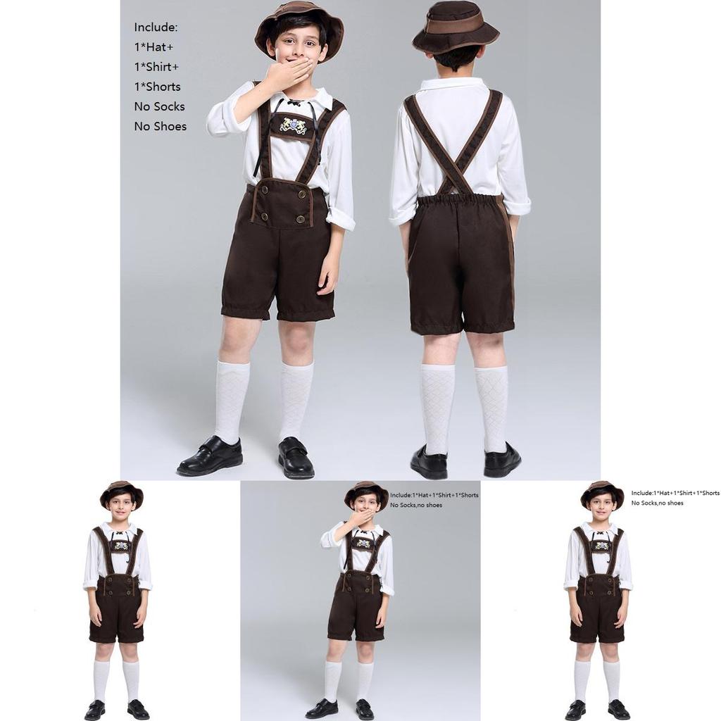 Элегантный детский немецкий сценический костюм для Октоберфеста со шляпой для Хэллоуина, косплея