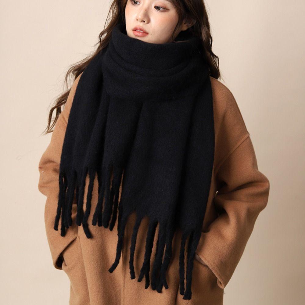 Mohair Winter Cashmere Scarves Tassel Long Shawl Classic Winter Wool Scarf Student