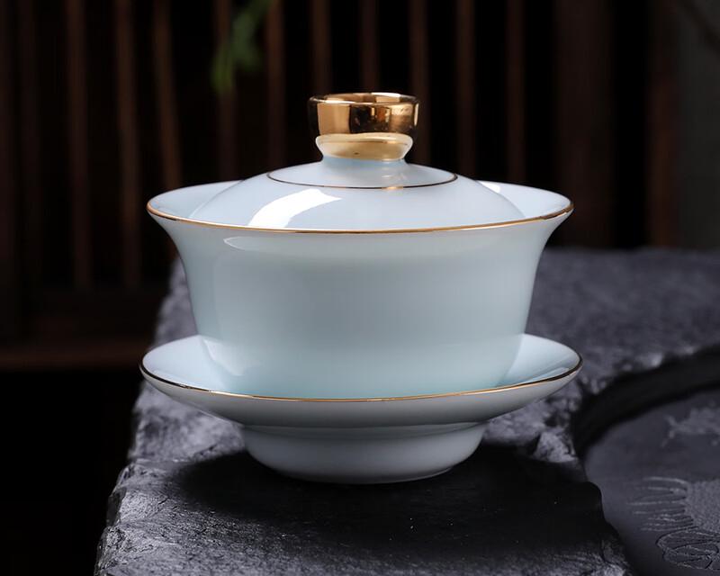 Celadon Mutton-Fat Jade Porcelain Gaiwan Tea Set