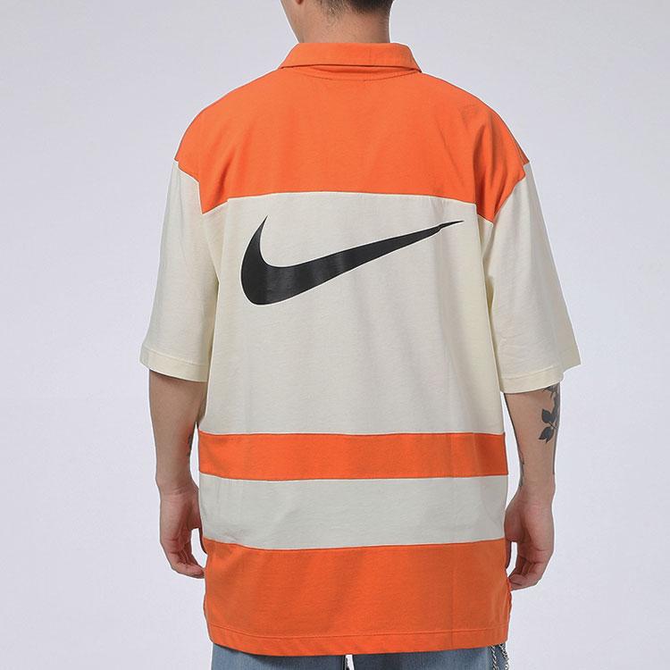 Nike Sportswear Swoosh Logo Contrast Loose Polo Shirt Men Tops Orange DJ5370-801