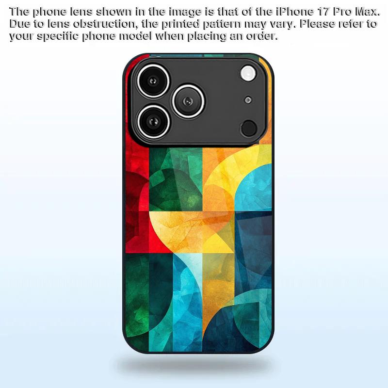 Яркий Чехол для Телефона с Узором из Дуг 2D для iPhone 17 16 15 14 13 12 11 X XR XS Max Pro 8 plus Стеклянная Защитная Крышка