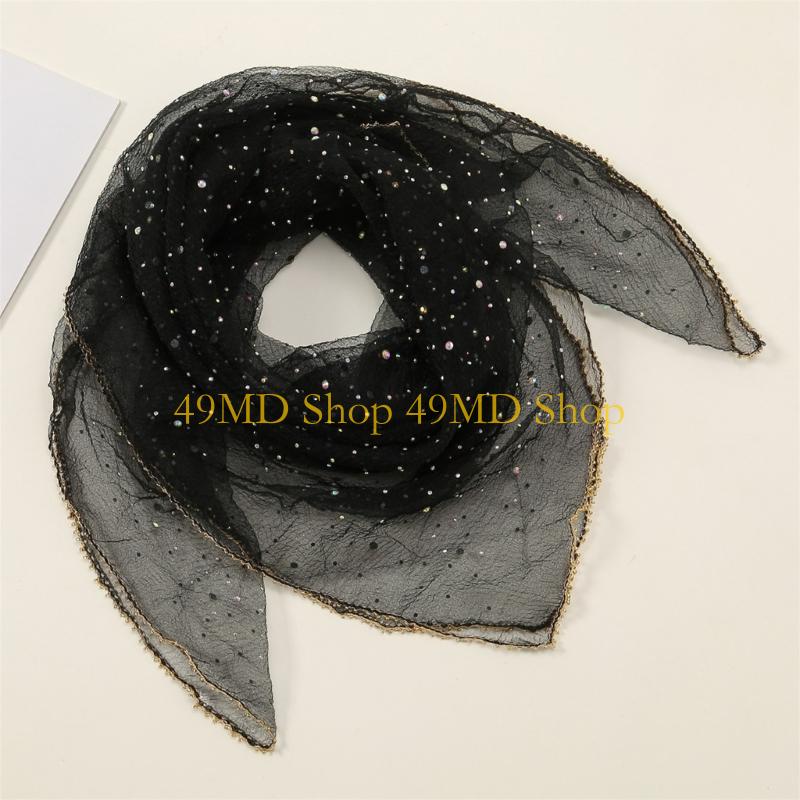 49MD Glittering Stone Headpiece Multipurpose Fashion Scarf Adjustable Design For Casual Ceremonial Event