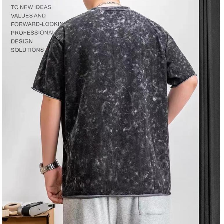 Американский Тяжелый Мягкий Спортивный Повседневный Пеплум Стрейч Приталенный Морщинистый Свободный Мужской Модный Топ с Коротким Рукавом Удобная Футболка