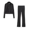 European & American Fashion Casual Solid Color Sports Two-Piece Suit