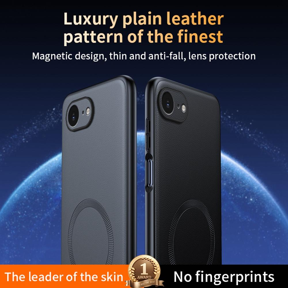 Для iPhone 16e Чехол Совместимый с MagSafe Покрытый кожей ТПУ+ПК Чехол для телефона