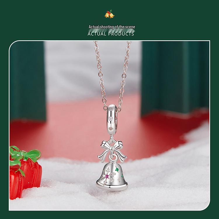 Yinziyun S925 Sterling Silver Small Bell Pendant Christmas Necklace