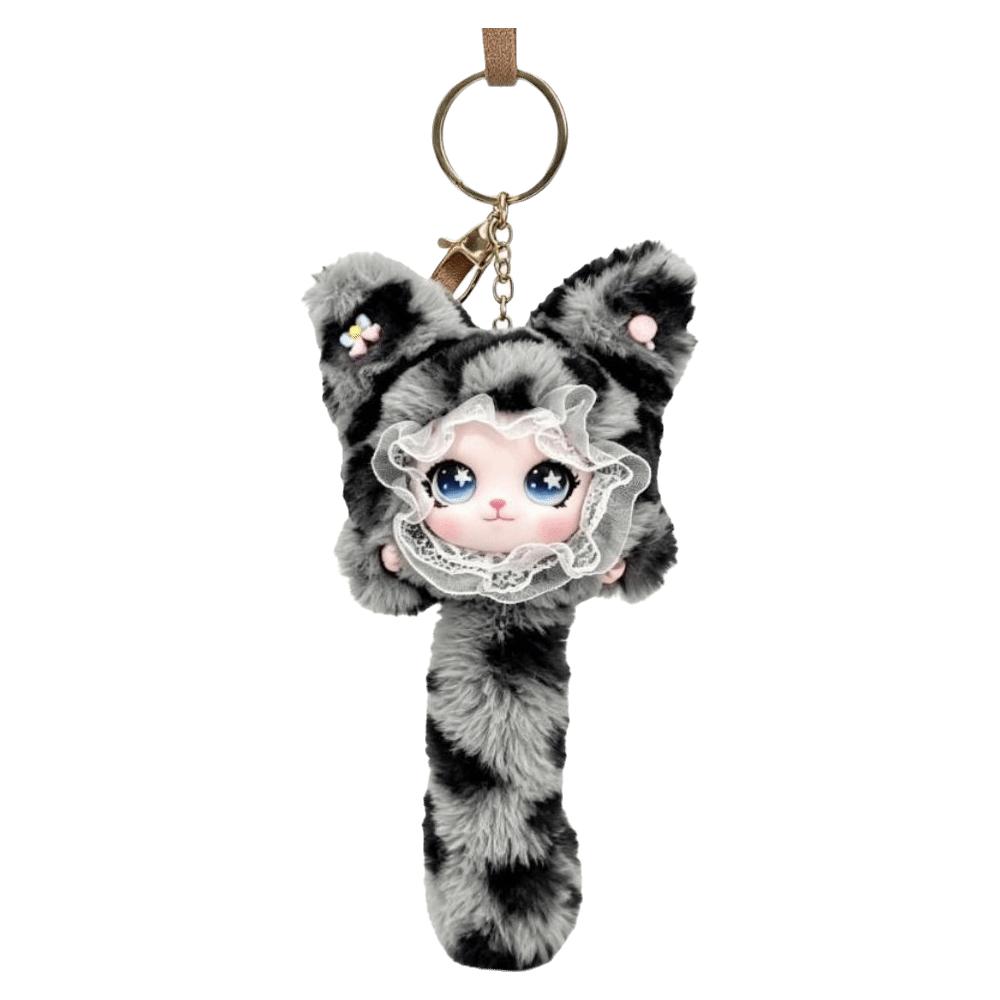 Long Tail Plush Cat Keychain Hanging Decoration Bag Charms Delicate Cat Plush Toy Bag