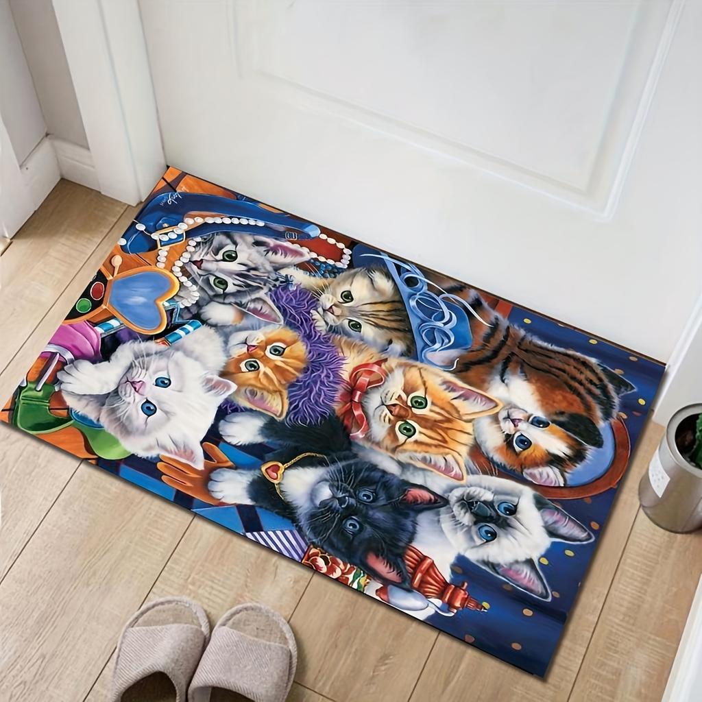 1pc 800g/m2 Crystal Velvet Anti-slip Animal Cat Chair Carpet Living Room Mat Bedroom Polyester Rugs