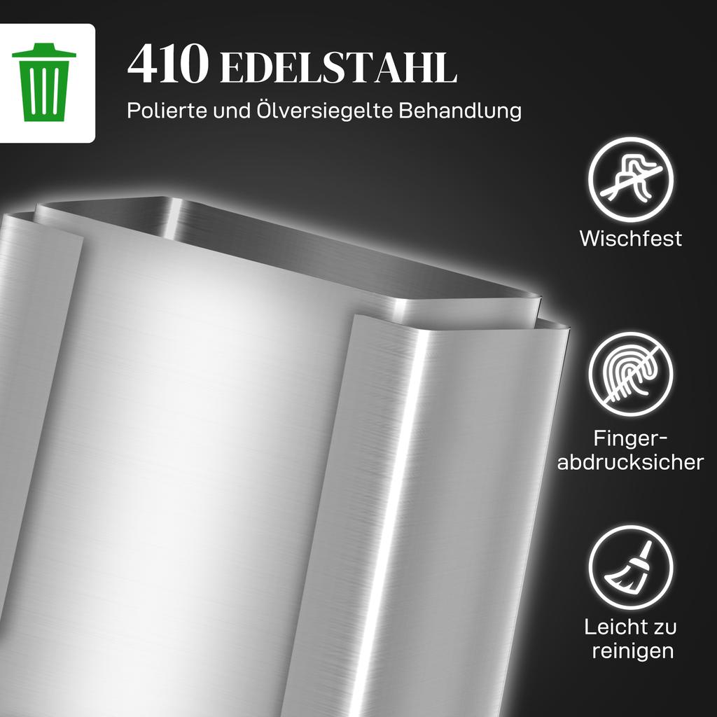 40L Dual Compartment Stainless Steel Bin, with Deodoriser Holders - Silver Tone