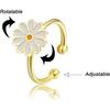 ASCOMY Gold Fidget Spinner Ring for Relieving Stress Anxiety 14K Gold Plated Dainty Adjustable CZ Four Leaf Stackable Rings for Women Every Jewelry