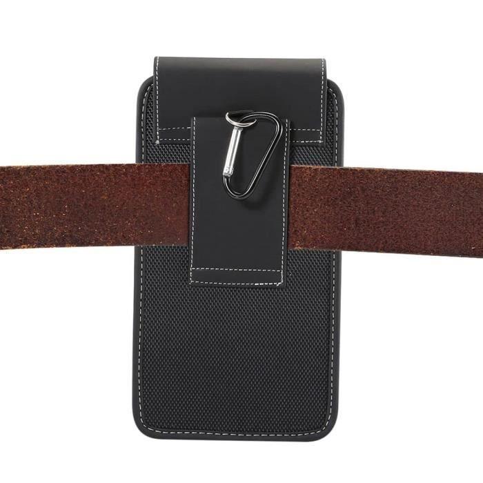 Étui Pour TECNO Spark 5 Pro (2020) Housse Ceinture Verticale Cuir Et Nylon - Noir