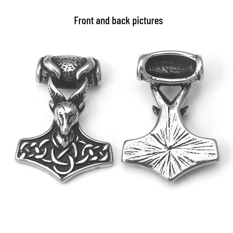 Ретро Кулон-подвеска из нержавеющей стали в виде головы барана и молота Тора