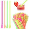 50/100Pcs Spoon Straw for Smoothie, 2 in 1 Disposable Straw with Spoon, Plastic Slush Straw for Milkshake Bubble Tea