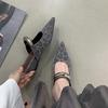 Women's Summer Pointed Toe High Heel Mules Slip-On Metal Decorated Party Dress Slides Fashion Slippers
