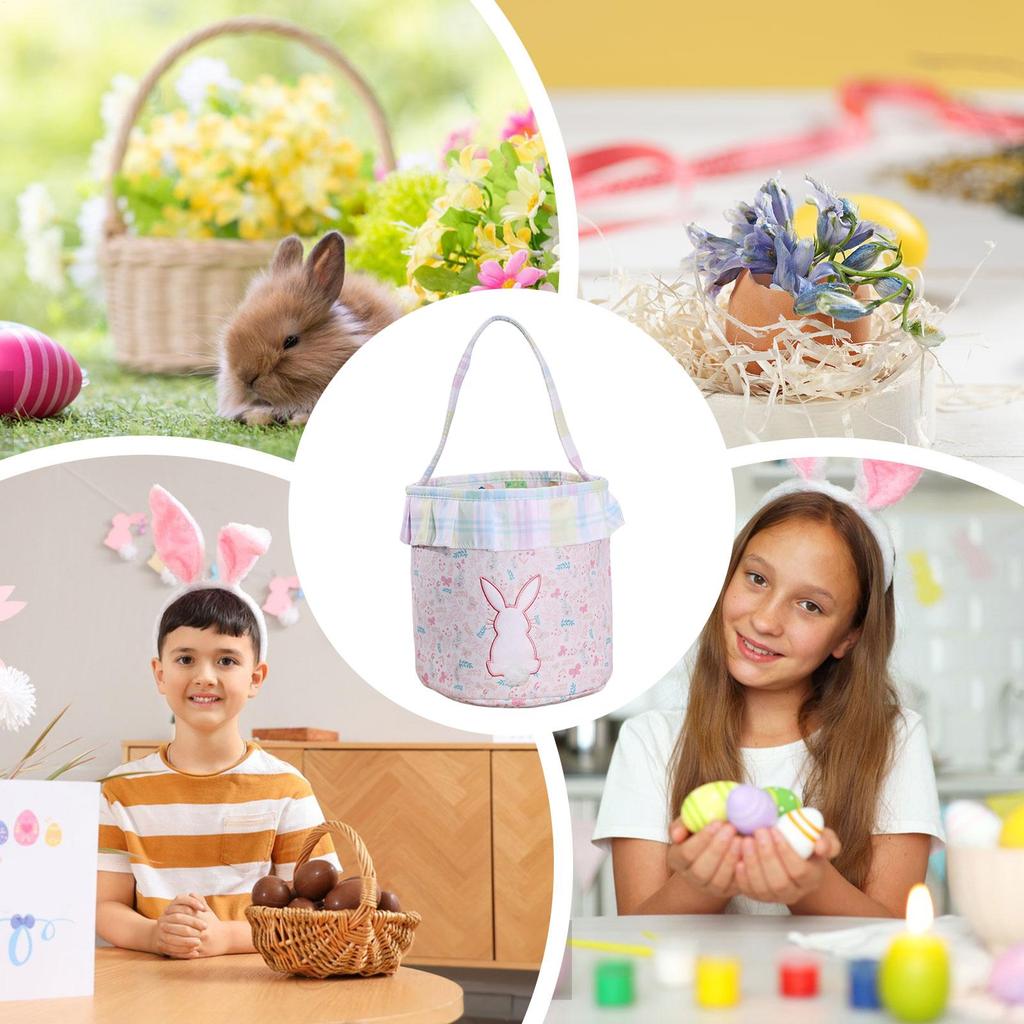 Easter Baskets Easter Bunny Cloth Bag Empty Rabbit Basket For Candy For Kids Boys Girls Chocolate Candy Toys Snacks Stuffers