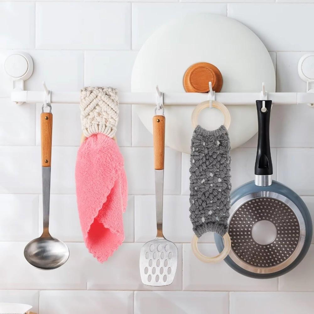 Cotton Rope Macrame Towel Holder Wooden Ring Towel Ring Holder New Wall Towel Rack Bathroom