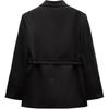 Zara Коллекция Zw Series, однобортный пиджак свободного покроя с поясом, женские пиджаки, черный цвет 3811242-800