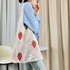 Women Large Capacity Shoulder Bag Stylish Strawberry Cherry Pattern Crochet Tote Bag All-Match Cute Knitting Hobo Bag KTY