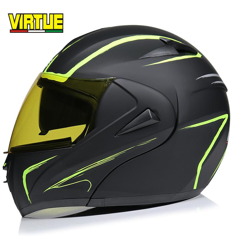VIRTUE Motorsport Electric Non Motorcycle Helmet Men's Half Helmet Double Lens Full Helmet Running Helmet Carbon Fiber Pattern Road
