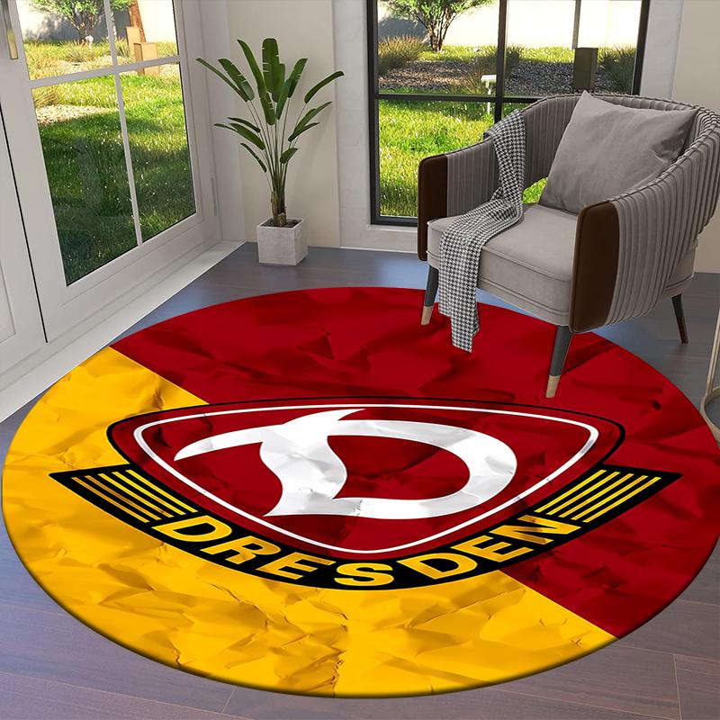 Круглый ковер SG Dynamo Dresden, Ковер для гостиной, спальни, дивана, игровой комнаты, Нескользящий коврик для пола