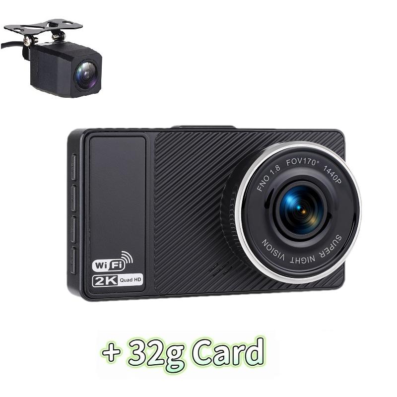 3-дюймовая HD видеорегистратор, двухлинзовый 2K+1080 WiFi двухканальный автомобильный регистратор