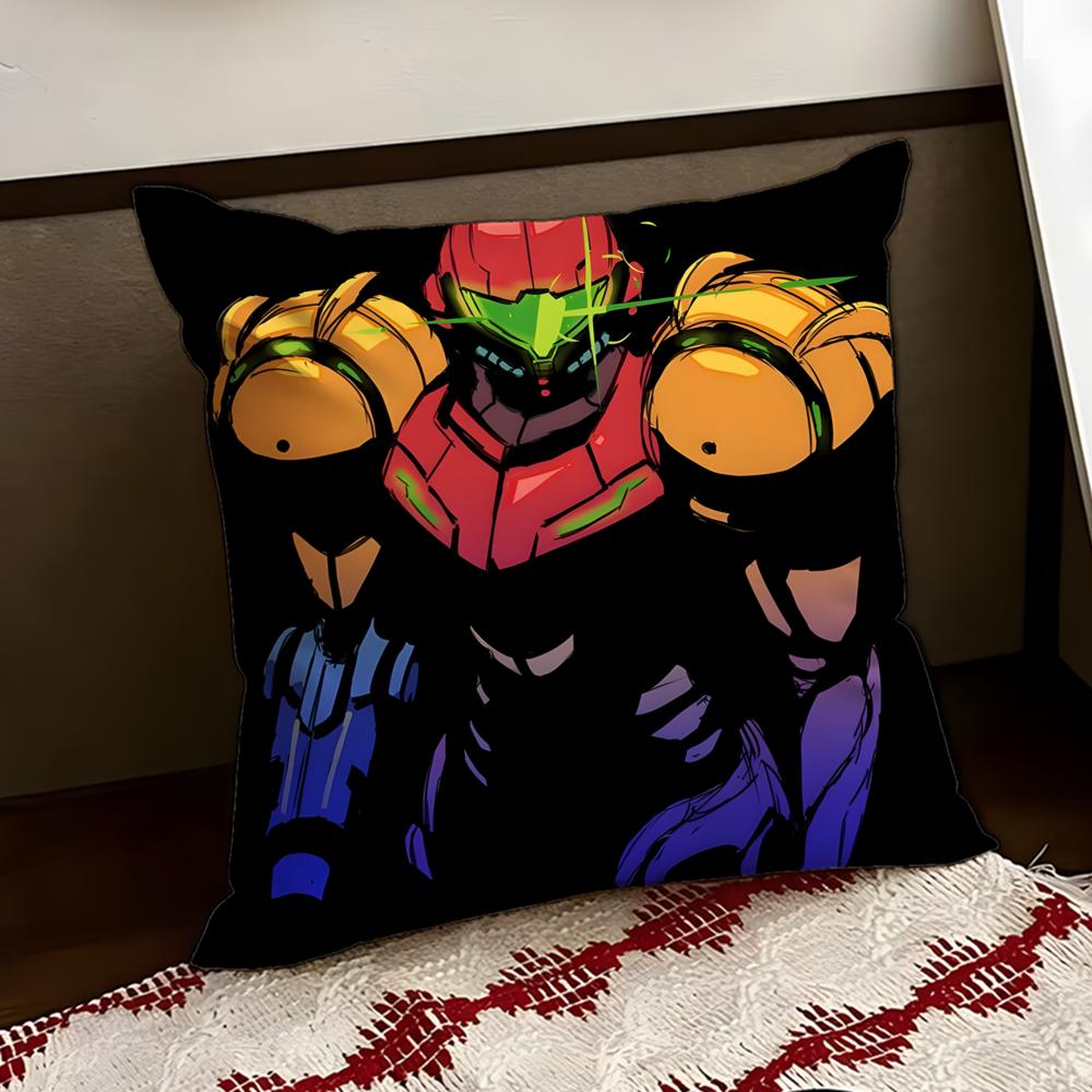 MMetroid Anime Cushion Cover Reversible Soft Durable Pillow Cover Home Car MultiScene Use for Daily Comfort