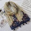 Japanese Cotton Linen Floral Color Block Scarf & Shawl - Spring/Summer