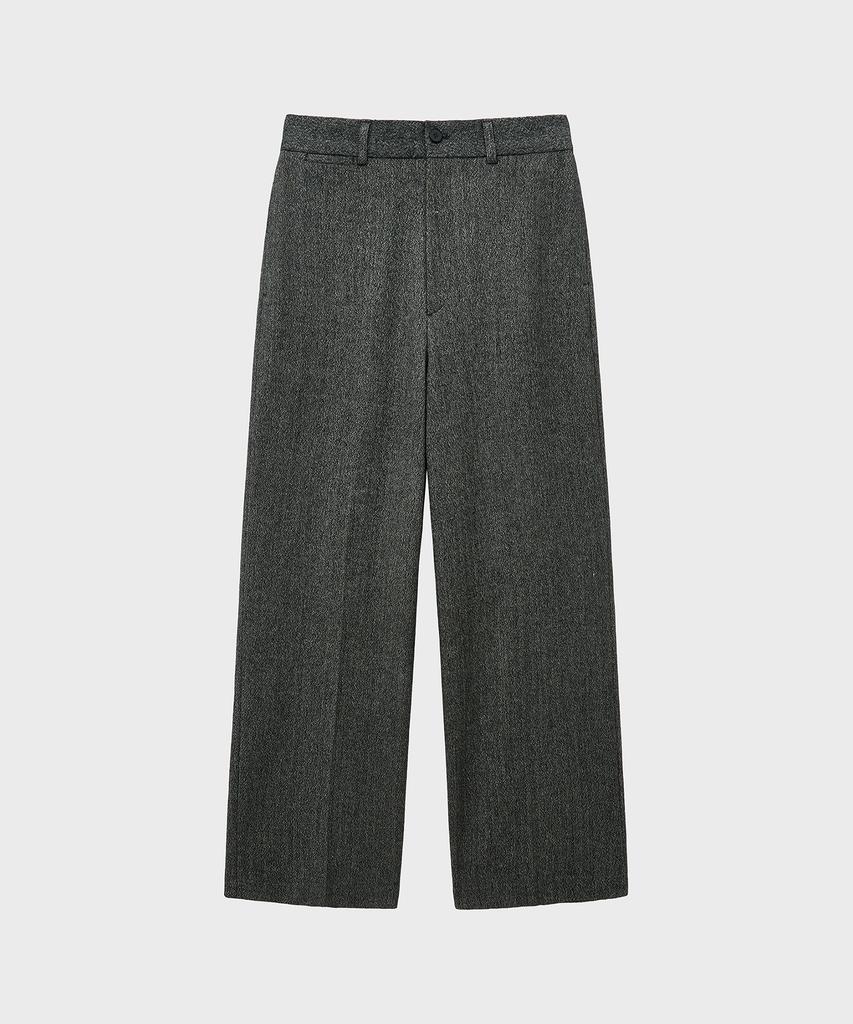 NOIRER Shining Wool Semi High-Waisted Pants (Gray)