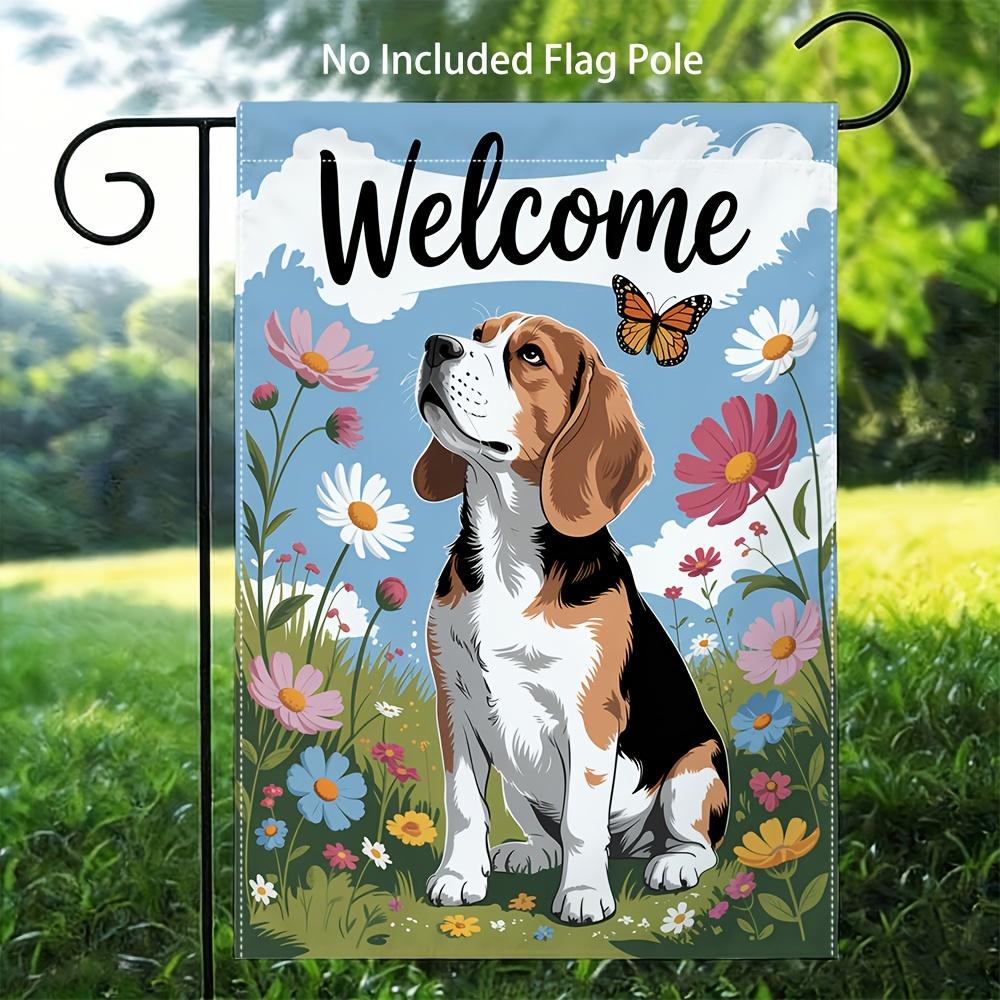1pc Beagle Welcome Garden Flag - 30.48x45.72 cm, Outdoor Yard Decor