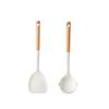 Food Grade Silicone Kitchen Utensils Set Beech Wood Handle Heat Resistant Non-Stick Cookware Spatula Spoon Whisk Tongs