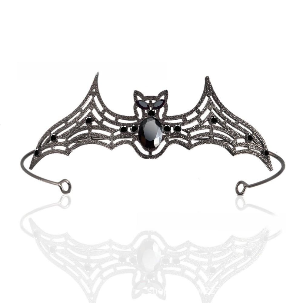 Metal Halloween Bat Hairband Dark Halloween Tiara Temperament Rhinestone Crowns Gift
