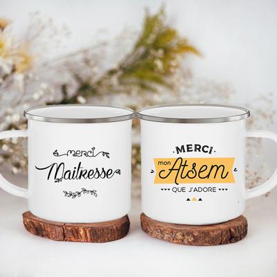 Кружка для кофе Merci Maîtresse/Atsem Print Напитки Вода Молоко Кружка Креативные эмалированные кружки Школа Дом Ручка Посуда для питья Подарки учителю