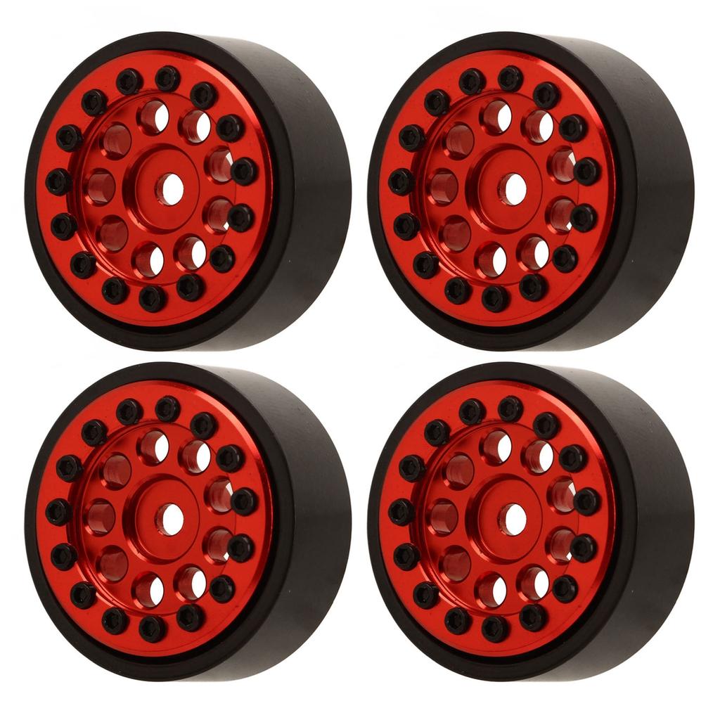 4Pcs 1.0 Inch Wheel Hub 9 Round Hole Aluminum Alloy Hub for FMS FCX24 1 24 Remote Control Climbing Car Black