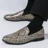 Luxury Designer New Men's Pointed Snakeskin Pattern Casual Shoes Male Formal Wedding Dress Homecoming Footwear Zapatos Hombre