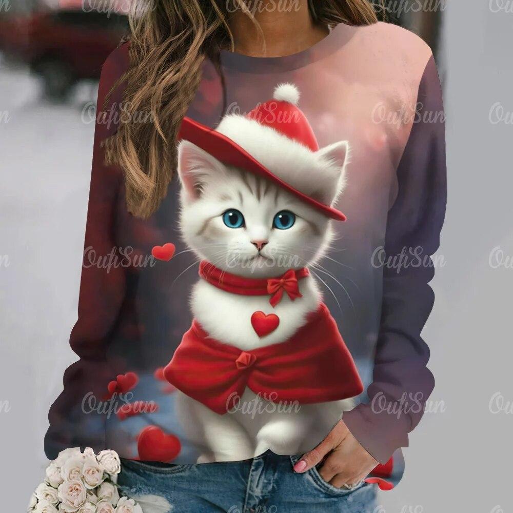Kawaii женская футболка с забавным рисунком кота, футболка с длинными рукавами, повседневная уличная одежда, женский свитер, новый женский пуловер, одежда, топ