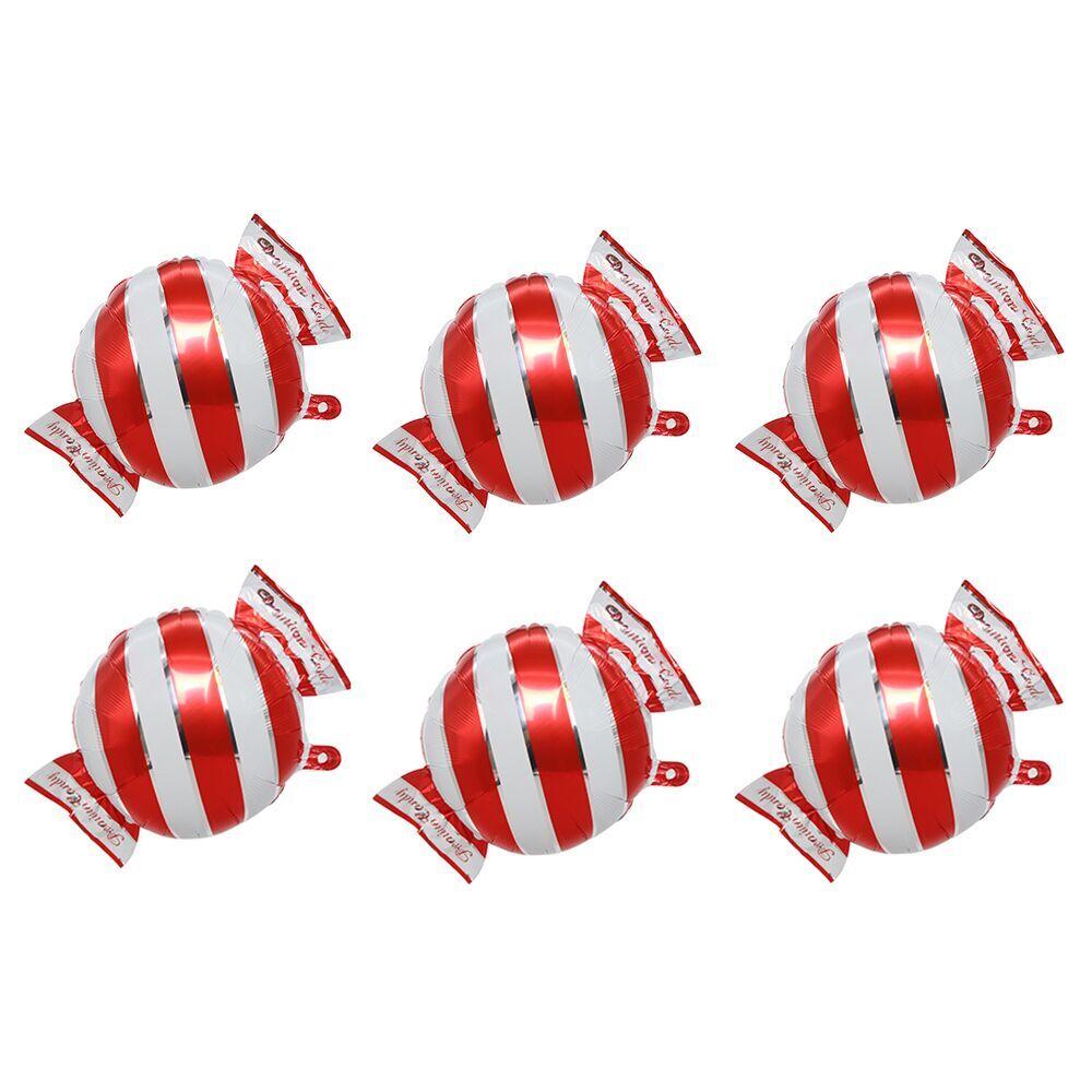 6pcs Christmas Party Candy Cane Foil Balloons Large Size Mini Balloon Christmas Candy Ballon Decoration New Year Xmas Home Decor