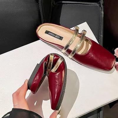 Французские туфли-балетки с закрытым носком, женские, весна-осень 2025, новинка, корейская версия, на плоской подошве, ленивые, с полуподдержкой, на одном педале, туфли Mill, тренд