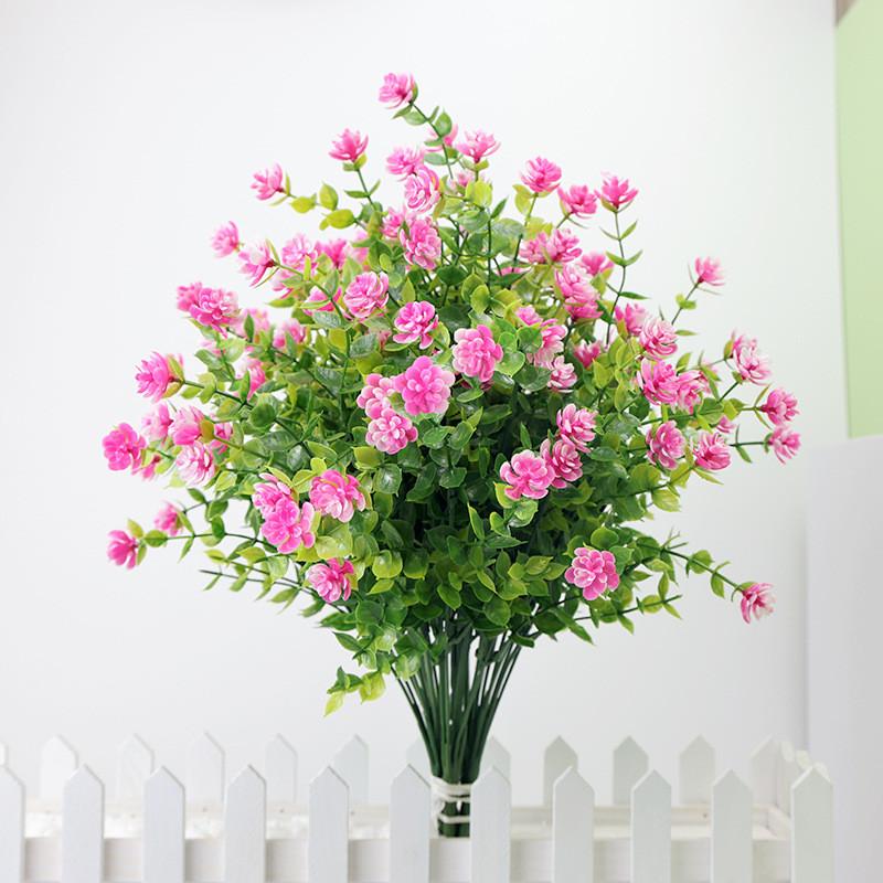 Rose Eucalyptus Robusta Fake Flower With Plastic Lotus For Garden Party Decorate