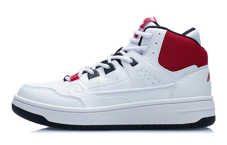 Li Ning YOUNG Высокие Спортивные Повседневные Кроссовки Бело-Красные Унисекс YKCR228-3